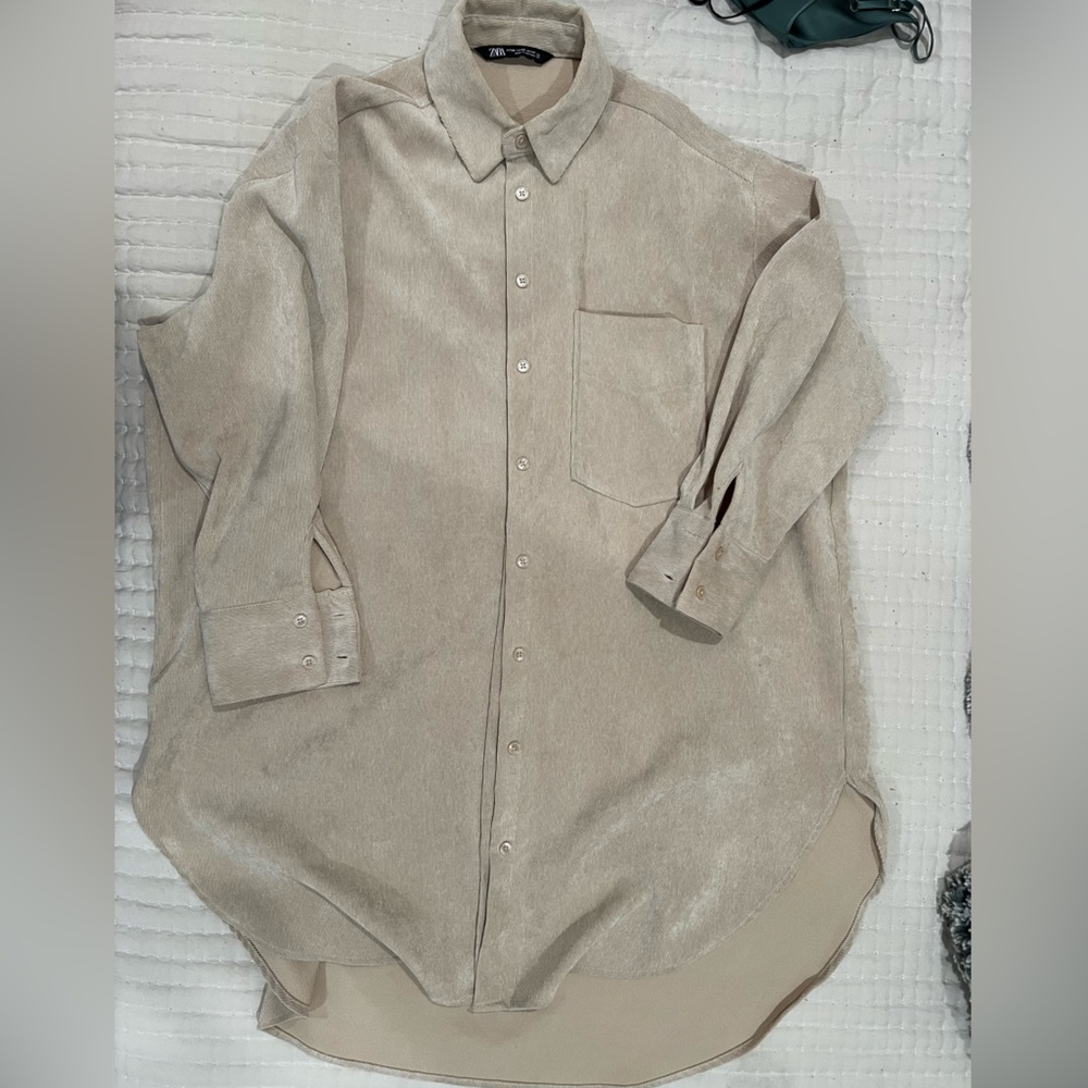 cream corduroy button up